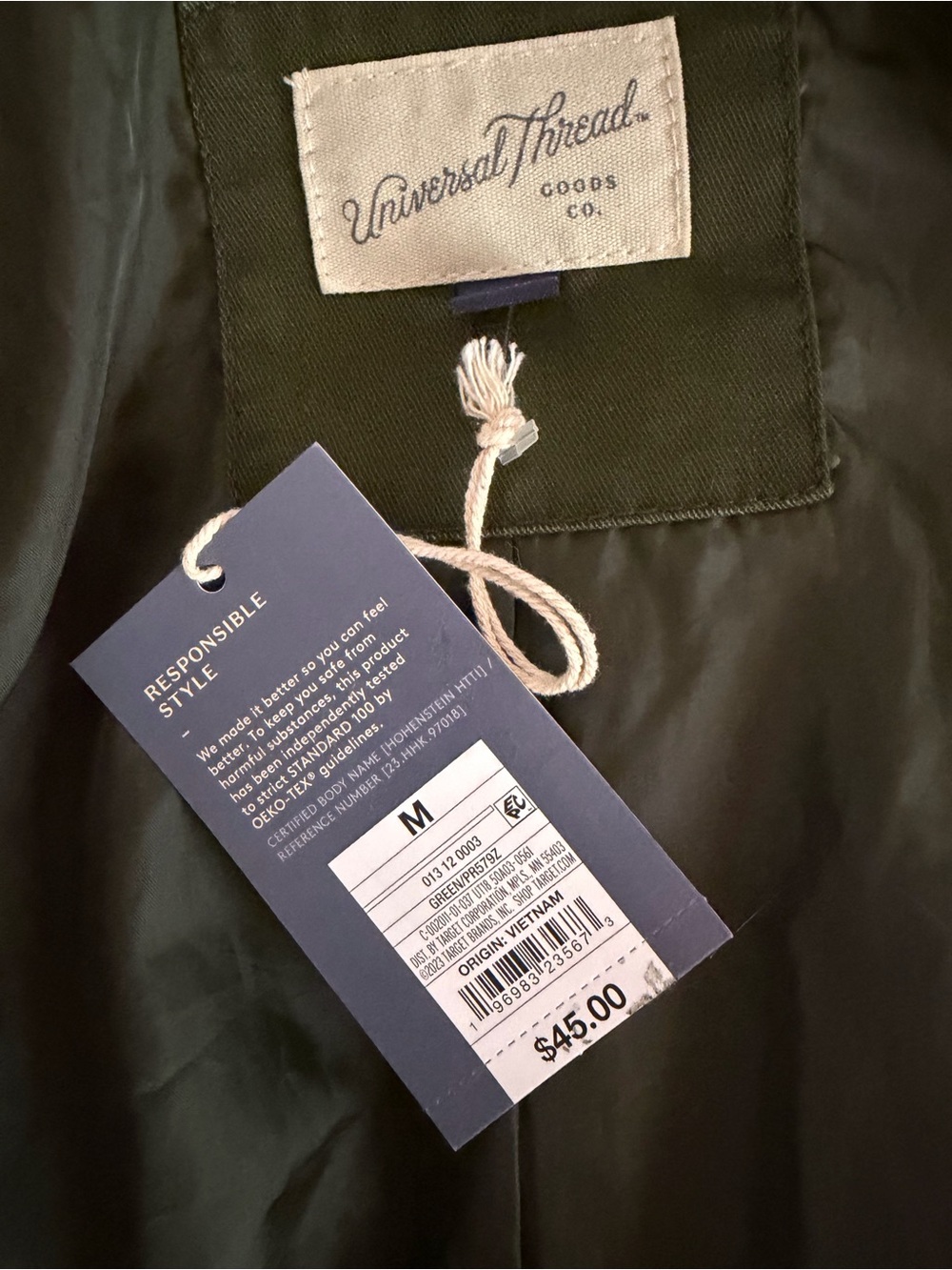 Universal Threads NWT Olive Green Women's Field Jacket. PTP 21”, L 28” - Picture 8 of 9